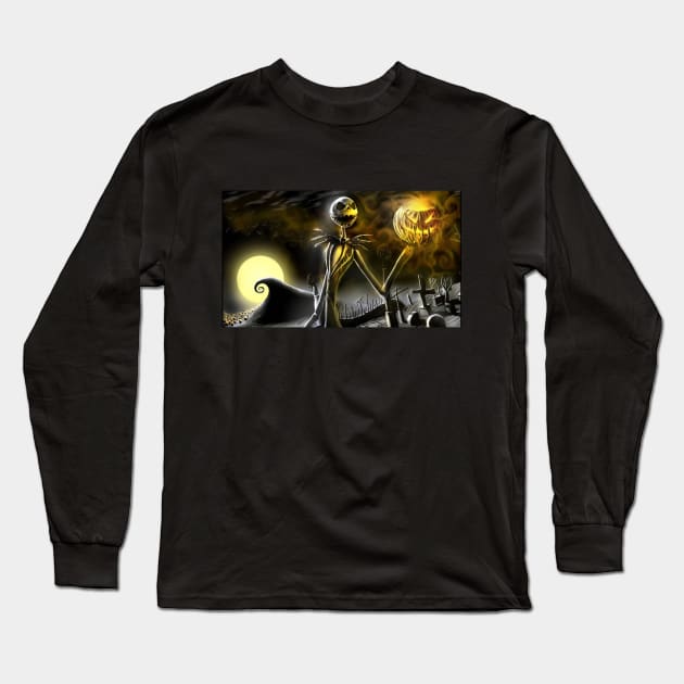 Jack Halloween, the nightmare before Christmas, jack skellington, halloween, pumpkin king Long Sleeve T-Shirt by JDVNart